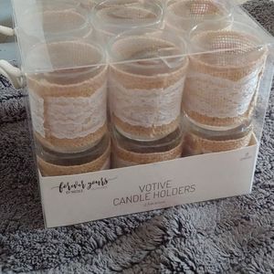 Rustic lace candle holders
